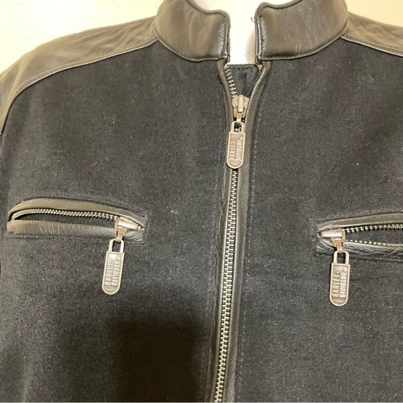 HARLEY DAVIDSON biker riding jacket heavy duty leather trimmed Large - Picture 9 of 14